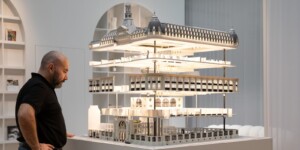BNP Bergere, maquette télescopique du batiment